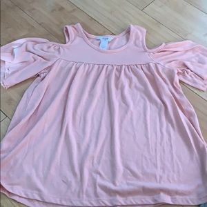 guess kids off the shoulder pink top
